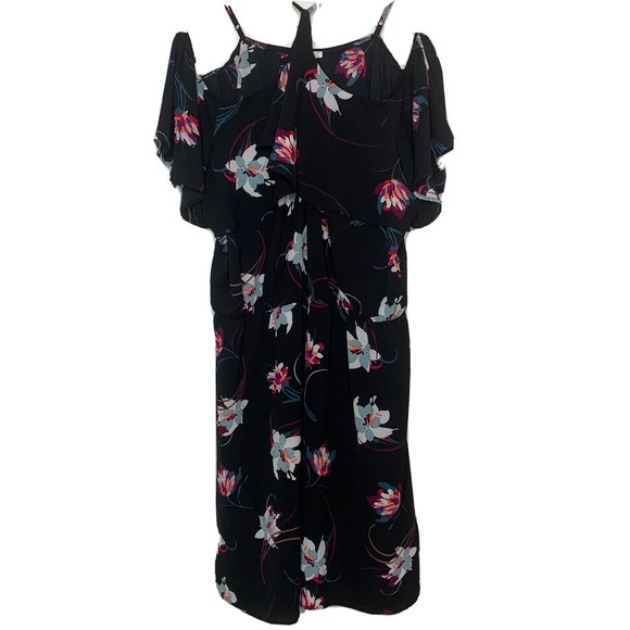 Maurices 2 Dress 2X XXL Black Floral Off The Shoulder Knee Length Lined A-Line - Picture 10 of 10